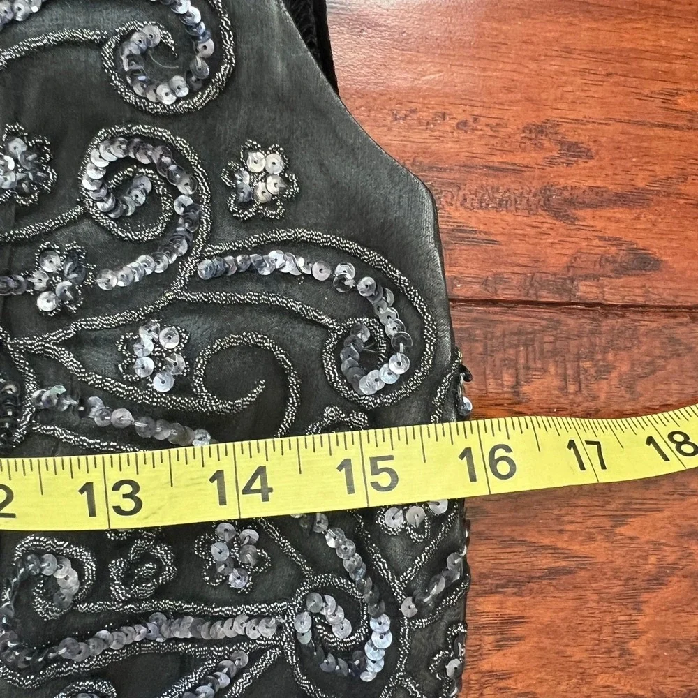 VTG Y2k‎ S/M Black Velvet Sequin Gown Maxi Goth Fairy Vamp Witchy Dark Romantic